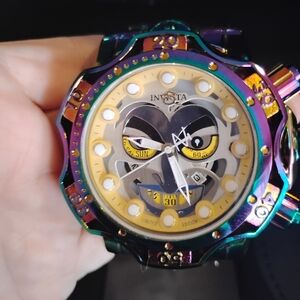 Invicta Limited Edition DC Comics Joker Quartz Watch, Chronograph with Gold Face